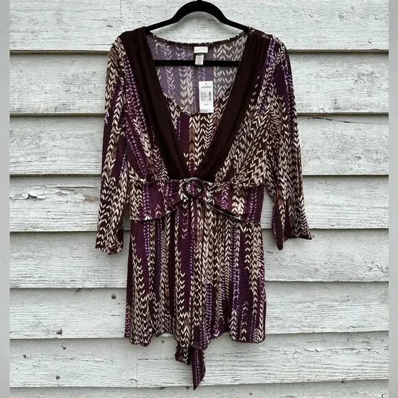 Venezia Bohemian V-Neck Tunic/Minidress Buckle Tie Long w/inset Plus size 18/20 - Picture 1 of 5